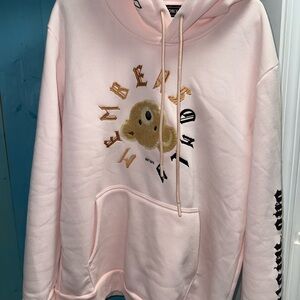 Members Only Pink Hoodie with Bear Design